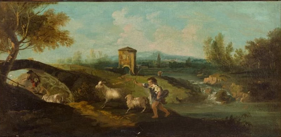 Paesaggio con contadini